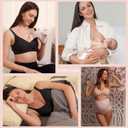 Double Couple Comfort Nursing Bras for Breastfeeding Sleeping Maternity Bra Seamless V Neck Wireless Bra with Extenders (Small, Nude)