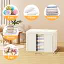 Clothes Storage Bins with Metal Frame, Foldable Clothes Organizers Storage Containers for Clothes, Sheets, Blankets, Pillows and Towels (66L, 3 Pack) Beige