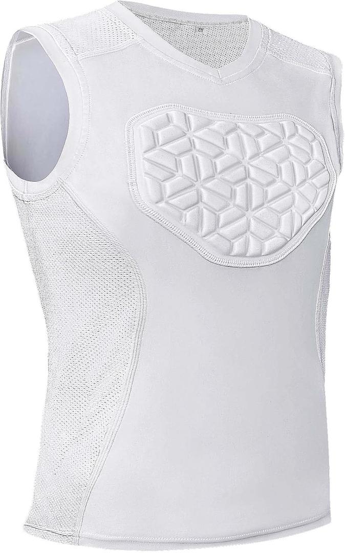 Youth Padded Compression Shirt for Football, Baseball Chest Protector, Heart Guard Sternum Protection Padded Shirt for Boys Girls