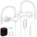 USB C Earbuds Wired Over Ear Headphones for iPhone 17 16 Pro Max/Samsung S26 S25 S24 Ultra A17 A16,Type C Sport Headphones Wired Earphone with Ear Hooks&Loop Microphone for iPad 11 Air/Galaxy Z Fold 7
