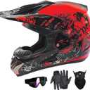 SPARK Dirt Bike Helmets Kids Motorcycle Helmet Youth ATV Motocross Full Face Men Women Off-Road Mountain Bike Helmet Adult with(Gloves Goggles Mask) DOT Approved 4Pcs Set, Large