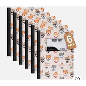 Composition Notebook College Rule: 6 Pack, Cute Decorative Hardcover Writing...