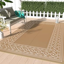 GENIMO Outdoor Rug 5'x8' Waterproof for Patio, Reversible Outdoor Plastic Straw Rug Carpet, Camping Mats for Outdoor Decor, RV, Backyard, Deck, Balcony, Picnic, Black & Brown