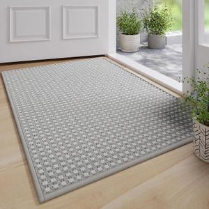 Bulijojo Microfiber Dirt Trapper Door Mat, 32"x48" Entryway Mat Grey
