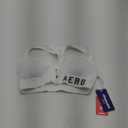 AEROPOSTALE Womens Performance Zip Up Sports Bra (Large, White Ribbed)