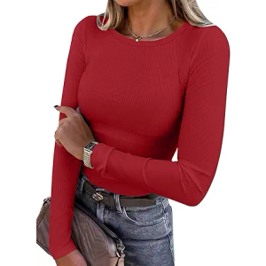 ANRABESS Women Long Sleeve Shirts Rib Knit Slim Fit Tops Basic Tee 2025 Fall Outfits Casual T-Shirt Underscrubs Layer Clothes 2XL