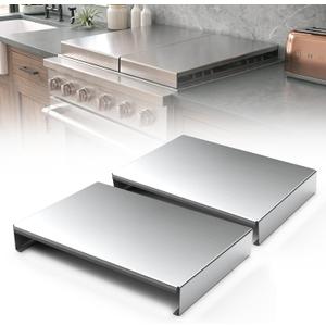 Stainless Steel Gas Stove Top Cover, Multi-functional Noodle Board, Cooktop Cover for Expanding Kitchen Space, Robust and Durable, 15"x 22"x3.2" (2, Silver), 21.6"L x 2.6"W