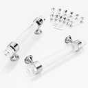 Cabinet Pulls Glass Handle 6 Pack, Cabinets Drawers Cupboard Dresser Wardrobes Vanity Furniture Handles 3 3/4 inch (96 mm), Polished Chrome Base with L-Wrench Key Set and Screws