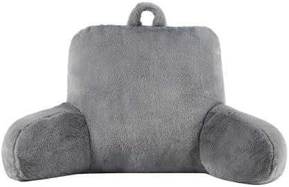 TNLOJI Reading Back Pillow with Arms Back Support Designed for Sitting Up in Bed and Couch, Gray