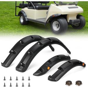 10L0L 4PCS Golf Cart Fender Flares for Yamaha G29, EZGO TXT/RXV, Club Car DS/Precedent - Heavy Duty ABS Plastic Mud Guards with Reflectors & Stainless Steel Hardware