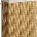 Rolling Laundry Hamper with Wheels and Lid, 90L Slim Laundry Basket with Removable Bag, Foldable Handwoven Rattan Laundry Sorter, Narrow Dirty Clothes Basket Organizer, No Assembly, Natural
