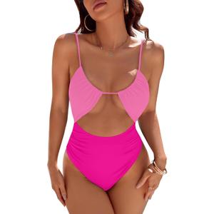 Blooming Jelly Womens One Piece Swimsuit Tummy Control Bathing Suit Sexy Flattering Cheeky High Cut Out Cute Ladies Swimwear (Medium, Magenta)