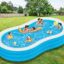 Large Inflatable Pool  145" x 74" x 22" Family Blow up Pool for Adults, 2025 Upgraded Extra Oversized Thickened Swimming Pool Perfect for Backyard Summer Fun, Fast Set-Up