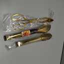 Serving Tongs,Stainless Steel Buffet Tongs, Kitchen Tongs Serving Utensils for Salad Buffet Appetizer Dessert Food Parties Wedding Party Catering, 3 Different Type Food Tongs(Gold)