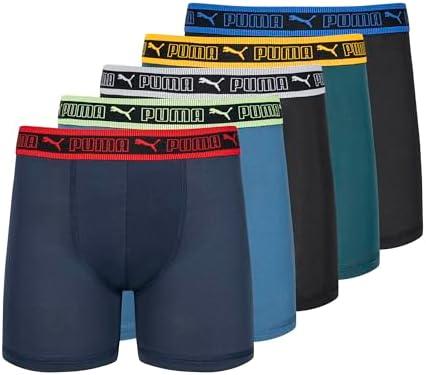 PUMA Boys' 5 Pack Performance Boxer Briefs, L, 12-14