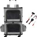 Double Pet Carrier Backpack with Wheels for Small Dogs & Cats, Dual Compartment Rolling Carrier for Vet Visits & Road Trips (Not Designed for Under-Seat Airline Travel, 14.5"L x 11.22"W x 20"H