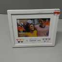 8×7 I Love Us Picture Frame Raised White Outer MDF Wood Moulding White Wood Grain Finish Mat With Gray Screenprinted Text Silver Finish Metal Heart Attachment