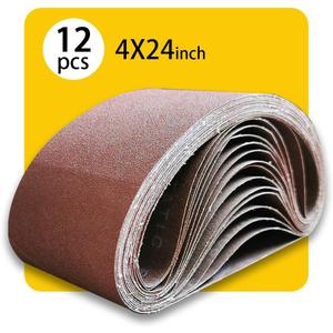 4x24 4 x 24 Sanding Belt Pack 4-Inch x 24-Inch,12 Pcs(4 Each of 80 120 150 Grits) Aluminum Oxide for Sander