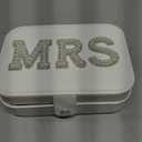 MRS Travel Jewelry Box for Mother's Day GiftsBride Travel Portable Jewelry Case Small Jewelry Organizer Travel Accessories for Women, Bridal Shower Gift Engagement Present, White