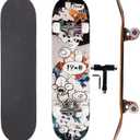 Professional Double Kick Skateboard, 31 inch Maple Deck, ABEC-9 Bearings, 95A PU Wheels