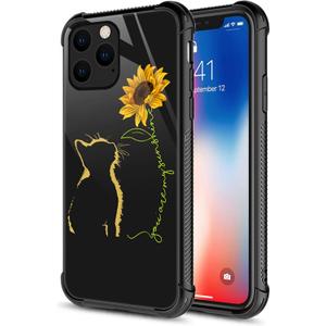CARLOCA Compatible with iPhone 13 Mini Case,Yellow Cat Sunflower Graphic Design Shockproof Anti-Scratch Drop Protection Case for iPhone 13 Mini