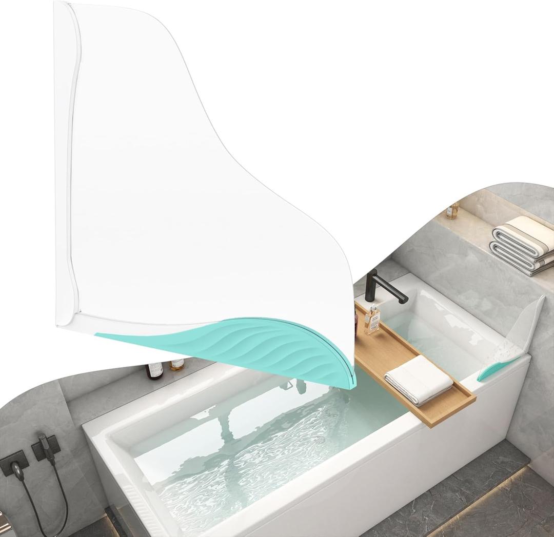 Shower Splash Guard, Splash Guard for Bathtub, Shower Water Guard with Adjustable Silicone Base, Large Water Barrier, Frosted Acrylic & Silicone Base, for Tub, Sinks, Washbasin 11in11in