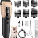 Dog Clippers for Grooming for Heavy Thick Coat, LED Light 2200mAh Dog Grooming Kit, Low Noise Hair Trimmer,Cordless Pet Hair Shaver with Stainless Steel Blade for Small and Large Dogs (Gold)