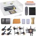 230pcs Card Humidor Repair Kit,Card Flattening Kit,Includes 1 Acrylic Humidor Box,2 Pads,4 Plastic Spring Clips,4 Vises,2 Cloths,200 Cotton Swabs,10 Cleaning Discs,2 Acrylic Discs,2 Boxes,1 Carry bag