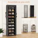 VTRIN Vertical Narrow Shoe Rack Organizer 10 Tier Tall Shoe Shelf Holds 20-22 Pairs with Non-Woven Dustproof Cover for Closet, Entryway Black