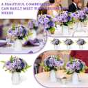 Dining Table Centerpiece Sets 3 Artificial Rose Bouquet with Vase - Farmhouse 6 Pcs Silk Flowers and 3 Pcs Metal Pot Small Faux Floral Arrangements for Wedding Party Home Kitchen Bathroom Dcor, Lilac