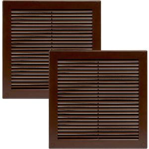 Vent Systems 8" x 8" Inch (Opening Dimensions) - Pack of 2 - Plastic Brown Soffit Vent Cover - Flat Square Air Vent Grille - Air Vent Deflector - HVAC 10" x 10" Inch (Overall Dimensions)