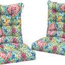 LVTXIII 2 Pack Outdoor Rocking Chair Cushion Set, Patio Fade and Water Resistant Tufted Seat Cushions with Ties for Rocking Chairs Use, 38x17x3, Damask Red