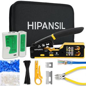 RJ45 Crimp Tool, Ethernet Crimper Tool Kit With CARRYING CASE, All-In-One Pass Through Network Cable Tool For Cutting, Stripping, Crimping Cat5 Cat6 RJ45 RJ11 RJ12  Ideal For Home DIY, IT Technicians