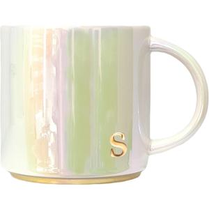 COLLECTIVE HOME - Ceramic Coffee Mug, Iridescent Finish Cups, Personalized Lowercase Embossed Lettering, Lustrous Multicolored Finish, Ideal for Unique Gifts (s)