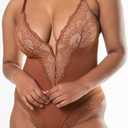 HeyShape Bodysuits for Women - V-Neck Lace Backless Thong - Body Shaper Tummy Control Shapewear for Women XL