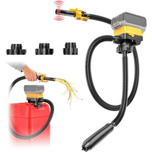 Ecarke Auto Shut-Off 3.2GPM Cordless Fuel Transfer Pump, Compatible with DeWalt 20V Milwaukee 18V Battery, Leak-Proof Electric Pump for Gasoline Diesel to Car Truck Boat (Without Battery) (Yellow)