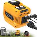 220W Power Inverter for Dewalt 20V Battery, DC 20V to AC 110V Battery Inverter, Portable Power Station Generator with 1 AC Outlet, 2 USB Ports & 1 Type-C Fast Charging, 400LM LED Work Light (Yellow)