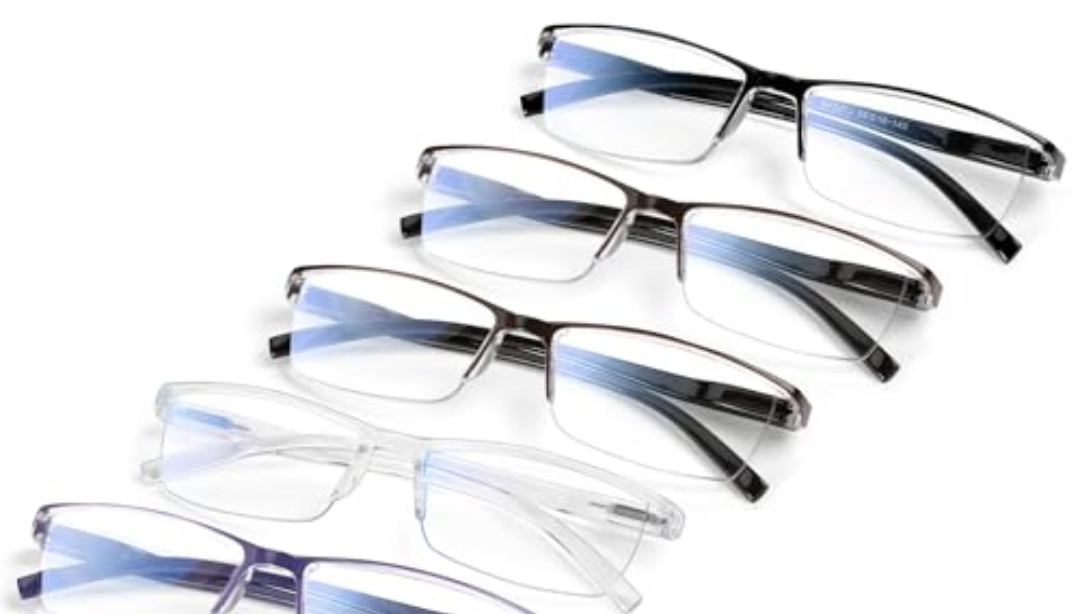 4 Pack Executive Style Reading Glasses Men - Durable Readers with 99% Blue Light Blocking - Comfortable Fit with TR90 Frames
