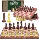 Magnetic Travel Chess Set for Kids and Adults. Portable 12" x 12" Chess Board Game for Beginner & Advance Players. Chess Sets for Adults with 2 Extra Queens & 2 Storage Bags for Chess Pieces.