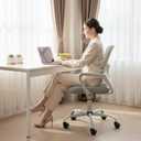 DUMOS Home Office Computer Chair - Ergonomic Mid Back Desk with Lumbar Support and Rocking Mode, Height Adjustable with Fixed Armrest, for Conference Meeting Room, 360 Swivel, Adults, Grey, pack of 1