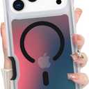 Bonoma for iPhone 17 Pro Case 2025, Iridescent Back, Magnetic Support for MagSafe Shockproof Cover, Crystal and Corner High-Duty Protection for Girls Women -Black