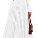 PRETTYGARDEN Women Sweater Dress Fall Fashion 2026 Long Sleeve V Neck Ribbed Knit Pleated A Line Elegant Maxi Winter Dresses (Medium, White)