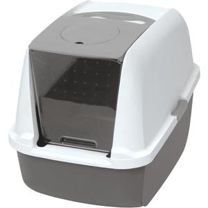 Catit Airsift Litter Pan Large  Covered Cat Litter Box with Dual-Action Odor Control Leak Preventing Design  Includes Filter Pad, Easy to Clean, Reduces Litter Tracking - 22.4 L x 18.3 H x 15.3 W