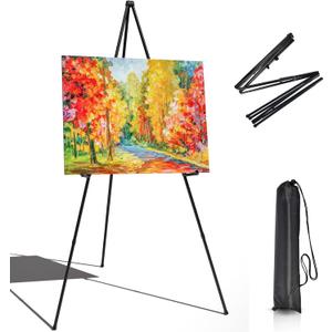 Portable Art Easel Stand 63 Inches - Black Picture Stands for Display w/Bag - Tabletop Art Easel Stand for Sign, Wedding Signs, Poster Stand, Painting Canvas Stand - Metal Tripod, Easels for Display