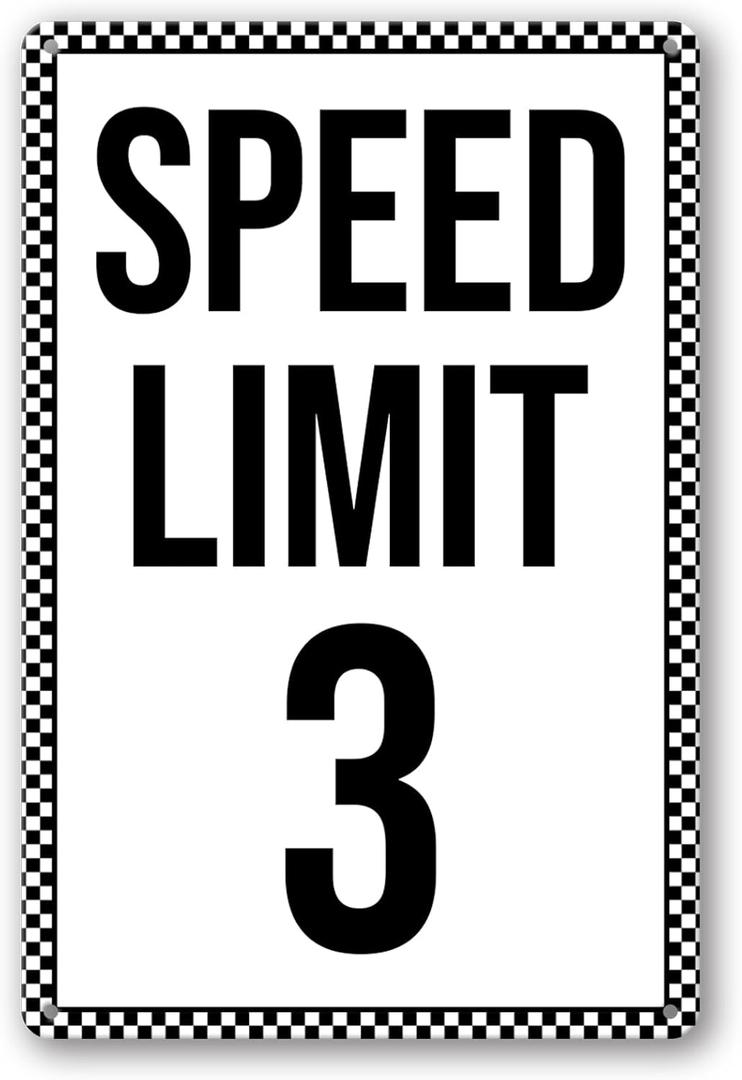 Speed Limit 3 Sign Cars 3rd Birthday Decorations for Boys Race Car Party Decor Funny Metal Tin Signs Racing Party Three Birthday Decoration Gifts 8x12 Inch