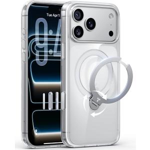 TORRAS 360 Magnetic Stand for iPhone 17 Pro Max Case, Fit for MagSafe, NonYellowing Clear Case for iPhone 17 Pro Max Phone Case with Kickstand & Camera Control, Hard PC Protection, Q3 Spin