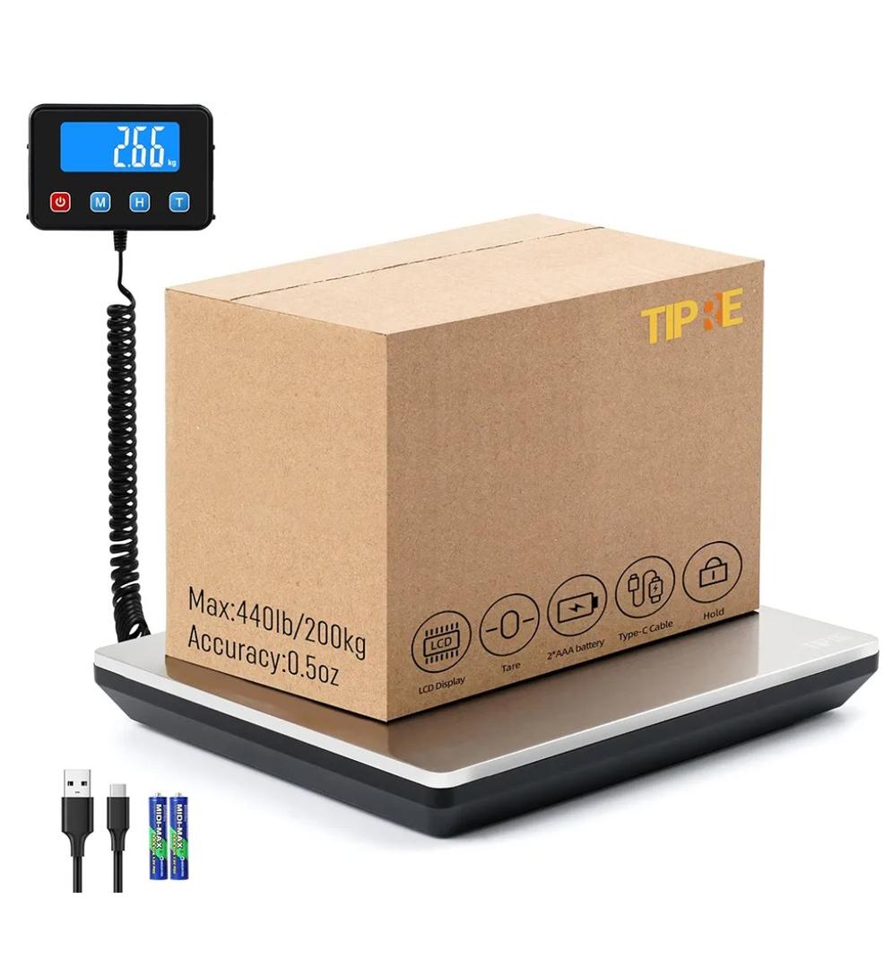 Digital Shipping Postal Scale 0.5 oz High Accuracy 440lb Commercial Weight Scale for Package, Small Business, Mail, Warehouse, Home, Dual Powering Source & Cable Provided