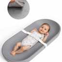 COMOMY Baby Changing Pad for Dresser - Wipeable Changing Pad with Restraining Belt, Waterproof, Soft, Lightweight and Portable, Easy to Clean for On The Go Diaper Change, Grey