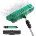 76.7" Sturdy Handle Water Push Floor Broom Green Bristles Cleaning Path 12.2" for Soft Cleaning Car Wash Boat and Solar Panel Black for Hard Floor Clean Telescopic pole from 35.4" to 76.7" tap Connect
