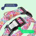 WhoseID Airtag Dog Collar,with Waterproof airtag HolderOriginal Stylish Cute Pattern Design.QR Code ID BuckleComfortable Soft Cotton for Dogs, Floral Pink